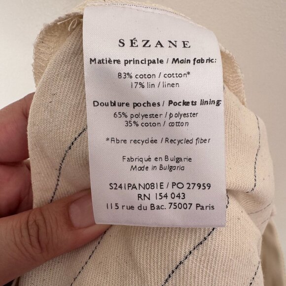 Sezane Rodrigo Trousers Stripped ecru with black stripes size 40 - US 8 - Picture 8 of 9